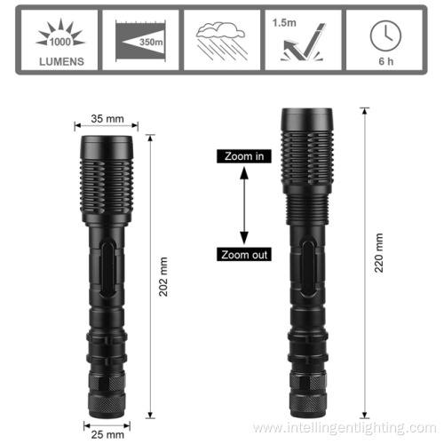 Zoom Police Tactical 10W T6 LED Emergency Flashlight